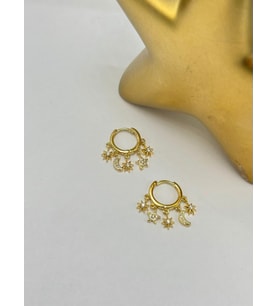 Charm Detaylı Halka Küpe (Pirinç Kaplama)