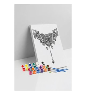Bohem Desenli Mandala Tuval Boyama Seti 40x50 cm