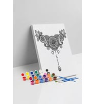 Bohem Desenli Mandala Tuval Boyama Seti 40x50 cm