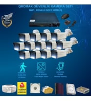Qromax 13 Kameralı Set - Gece Renkli Gösteren Hareket Algilayan 5 Mp Sony Lensli 1080p Full Hd Güvenlik Kamerası Seti 3404w