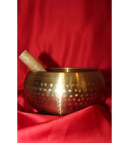 Pirinç Meditasyon Çanı Yoga Çanı Tibet Çanağı Singing Bowl 17 Cm 7 Element Minderli (Gold)
