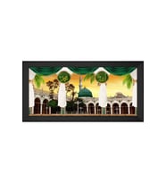 Ravzai Mutahhara Motifli Kanvas Tablo 80 x 110 cm Siyah Çerçeve