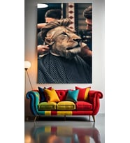 TIRAŞ OLAN ASLAN V1 Ev Duvar Salon Güzellik Salonu Ofis Dükkan Dekarasyon Kanvas Tablo (Çok Renkli)