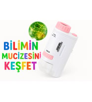 LED Işıklı Taşınabilir Mikroskop 80–200 Minik Cihazla Büyük Keşifler (Pamuk Beyaz)