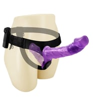 Belden Bağlamalı Çift Taraflı Titreşimli Strapon Dildo (Mor)