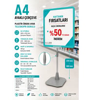 A4 Ayaklı Fiyat Etiketlik Teleskopik Borulu Çerçeve Etiketlik Yönlendirme Levhası Menü Panosu Turkuaz