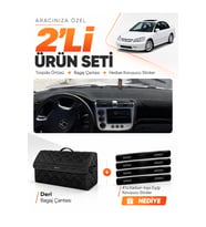 e-biz HONDA CİVİC VTEC2 (2002-2005) Uyumlu Torpido Örtüsü + Deri Bagaj Çantası Seti - Siyah - HO009