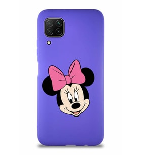 Huawei P40 Lite Soft Premier Kapak Minnie Mouse-C Tasarımlı Silikon Kılıf - Mor (Şeffaf)