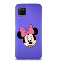 Huawei P40 Lite Soft Premier Kapak Minnie Mouse-C Tasarımlı Silikon Kılıf - Mor (Şeffaf)