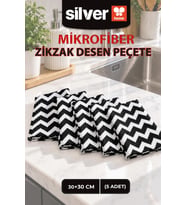 5’li Zikzak Desen Mikrofiber Temizlik Bezi 30x30 cm 240 GSM Süper Emici İz Bırakmaz