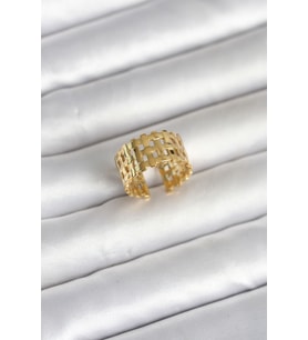 316L Çelik Gold Renk Hasır Model Kadın Yüzük TJ-BYK4161