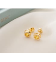 925 Ayar Gümüş Kasım Ayı Doğum Taşı ( Citrine )  Küpe