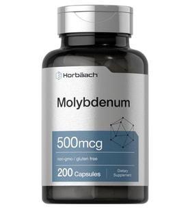 Horbaach Molybdenum 500mcg Quick release 200 capsules Amino Acid Chelate.