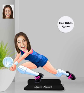 Kişiye Özel Voleybolcu Kadın Ahşap Eco Biblo -1