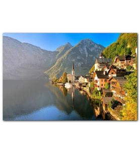 Cakatablo  Goisern Hallstättersee Avusturya Doğada Evler Görseli MDF Tablo