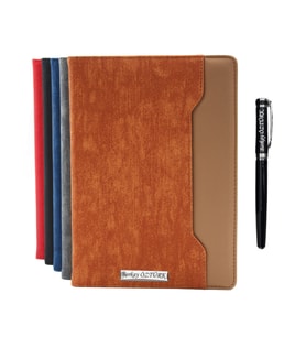 İsme Özel Çift Renkli Premium Defter ve Roller Kalem Seti - Renk Seçenekli (Taba)