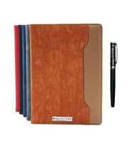 İsme Özel Çift Renkli Premium Defter ve Roller Kalem Seti - Renk Seçenekli (Taba)