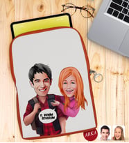 BK Gift Kişiye Özel Sevgililer Karikatürlü Taşınabilir Koruyucu Tablet Kılıfı & Organizer Çanta - Turuncu-91