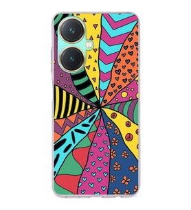 PrintiFy Vivo Y27 ile Uyumlu Retro Color 4  Kamera Korumalı Şeffaf  Kılıf