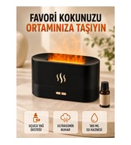 Mey İthalat® Alev Efektli Aroma Difüzörü Uçucu Yağ Destekli USB Hava Nemlendirici