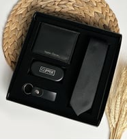 Özel Erkeklere Lüks Kutulu Vegan Deri Cüzdan Kravat Deri Anahtarlık Orjinal Büyük Boy Clipper LK105V