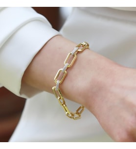 Trend Taşlı Hallow Gold Gümüş Bileklik