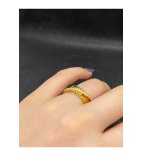 Üçlü İç İçe Geçmiş Gold Renk Şerit Yüzük