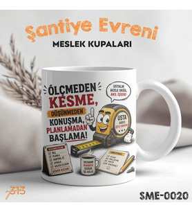 Ustaya Özel Komik Kupa – Ölçmeden Kesme Düşünmeden Konuşma Baskılı Seramik Kupa