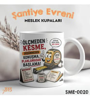 Ustaya Özel Komik Kupa – Ölçmeden Kesme Düşünmeden Konuşma Baskılı Seramik Kupa