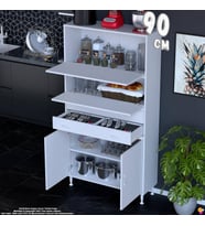 Eliusta Nexa 90 cm 2 Çekmece 4 Kapaklı Çok Amaçlı Mutfak, Bakliyat ve Kahve Köşesi Banyo Dolabı 90x181x32 cm