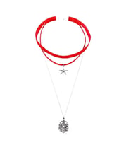Aşk Düğümü Kolye Ucu Kadın Kırmızı Kadife - Süet Choker Kolye