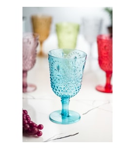 Akrilik Renkli 6lı Kadeh & Su Meşrubat Kahve Yanı Bardağı 450 ml ( Cam Değildir )