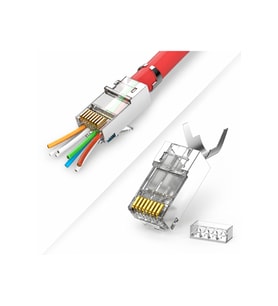 MN119XF Cat7 FTP SFTP EZ RJ45 Konnektör 6 Adet Metal Gövdeli Kalın Kablo Uyumlu