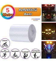 Reflektörlü Reflektif Fosforlu Şerit Bant Petekli Reflekte İkaz Bandı 5 cm x 5 Metre Beyaz