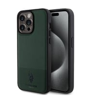 Apple iPhone 15 Pro Max Uyumlu Kılıf U.S. Polo Assn. Orjinal Lisanslı Suni Deri Arka Yüzey Baskı Logolu Örgü Desenli Kapak (Açık Yeşil)
