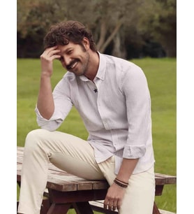 Dufy Bej Erkek Slim Fit Gofre Desenli Düğmeli Yaka Uzun Kol Gömlek - 95023