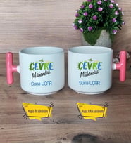 Çevre Mühendisi Kupa Bardak T Pembe Kulplu Mühendisler Günü Hediyesi