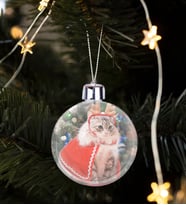 BK Gift Kişiye Özel Evcil Hayvan Fotoğraflı Yılbaşı Top Ağaç Süsü, Yeni Yıl Hediyesi, Resimli Ağaç Süsü
