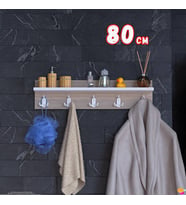 Modilayn Kedi Serisi 76,4x18 cm 5’li Banyo Askısı Seti 15 Kancalı Raflı Düzenleyici Yer Tasarrufu