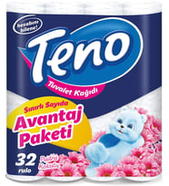 Teno Ultra Tuvalet Kağıdı Çift Katlı 32 Li Paket Pudra Kokulu (Avantaj Pk Serisi)