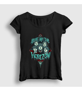 Presmono Kadın Siyah Band Bring Me The Horizon T-Shirt 20636tt