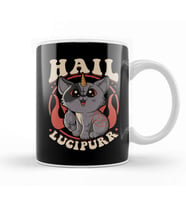 Cute & Funny Satanic Hail Lucipurr Rainbow Kitty Kupa Bardak Porselen