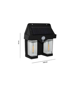 20W Sensörlü Solar Aplik 3200K (Sarı Işık) (Siyah)