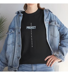 Unisex Bisiklet Yaka Baskılı T-Shirt - Siyah