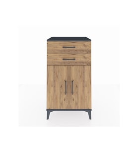 Hyperion Komodin Tek Raflı 2 Çekmeceli 2 Kapaklı 60x44x106 Antrasit-Çam