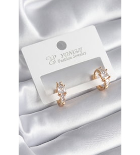 Pirinç Gold Renk Zirkon Taşlı Kadın Küpe - TJ-BKP8342