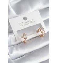 Pirinç Gold Renk Zirkon Taşlı Kadın Küpe - TJ-BKP8342