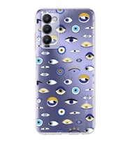 PrintiFy Tecno Camon 18 ile Uyumlu Nazar Boncuğu 2 Baskılı Kamera Korumalı Şeffaf Silikon Kılıf