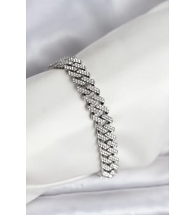 Gümüş Renk Pirinç Cuba Chain Gurmet Bileklik - TJ-BB8161