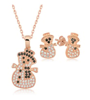 Kardan Adam Zirkon Taş 925 Ayar Gümüş Kadın Set